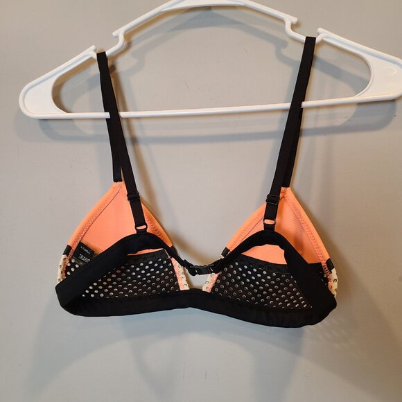 Triangl Bikini Top Womens Extra Small Orange White Mesh Swimsuit - Picture 3 of 7